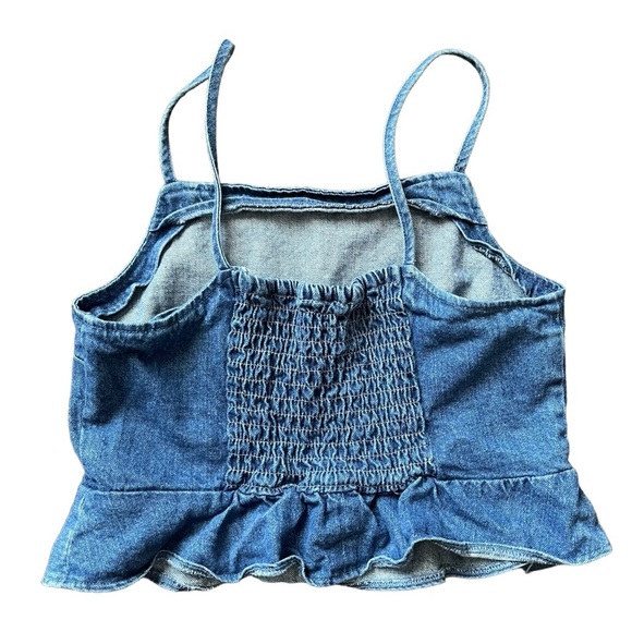 American Eagle denim peplum spaghetti strap crop top size medium - Picture 4 of 5